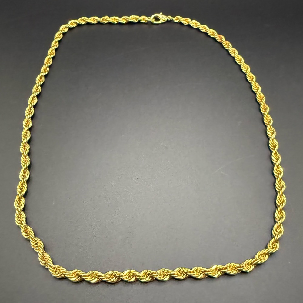 Gold Tone Rope Chain Necklace Simple Classic